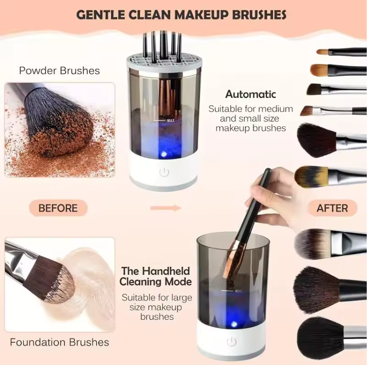 Nettoyeur de Brosse de Maquillage Electrique Portable avec Prise Rapide USB et Brosse de Nettoyage