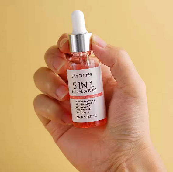 Sérum pour le visage raffermissant 5 en 1, estompe les ridules, hydrate, rétrécit les Pores, vitamine C, acide hyaluronique,