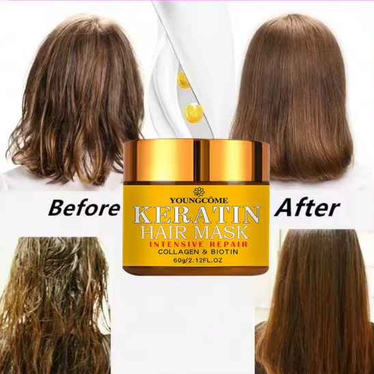 Masque capillaire réparateur, biotine, collagène, kératine, traitement des cheveux, après-shampooing, huile essentielle, nourrissant