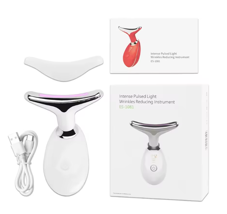 Appareil Lifting Visage et Cou, Massage et Thérapie à la lumière LED. Double menton, Raffermissement, Anti-rides