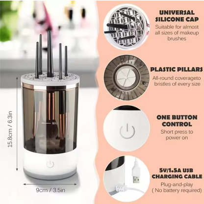 Nettoyeur de Brosse de Maquillage Electrique Portable avec Prise Rapide USB et Brosse de Nettoyage