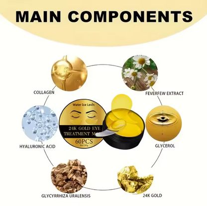 Patchs pour les yeux au collagène doré 24K, Anti cernes, Anti poches pour les yeux, Patchs Hydratants Anti-rides, Produits de soins pour la peau