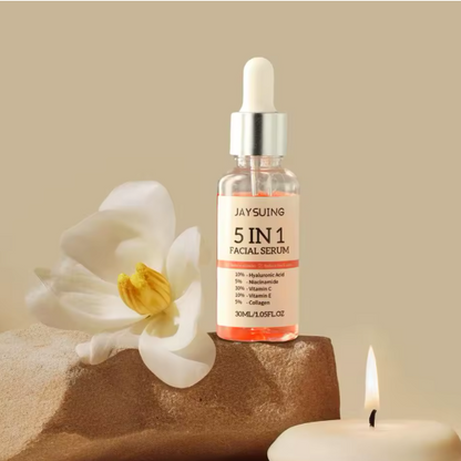 Sérum pour le visage raffermissant 5 en 1, estompe les ridules, hydrate, rétrécit les Pores, vitamine C, acide hyaluronique,