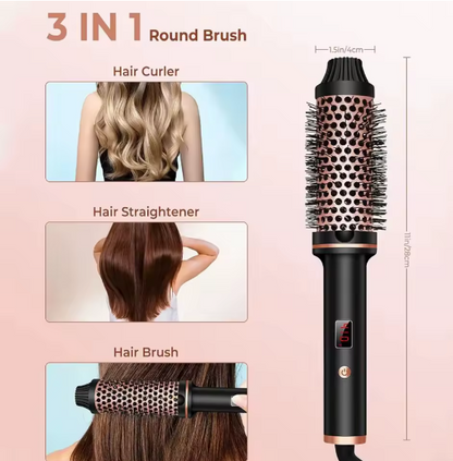 Fer à lisser ionique 3 en 1, fer à friser professionnel, brosse de coiffure chauffante, brosse thermique, anti-brûlure, baguette à boucles