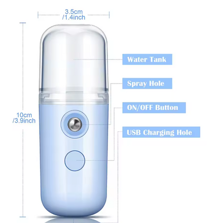 Petit vaporisateur Facial Portable et Rechargeable, 30ml, Mini humidificateur sans fil pour la maison, Pulvérisateur d'hydratation, Brume fraîche