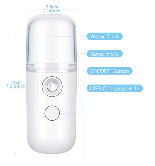 Petit vaporisateur Facial Portable et Rechargeable, 30ml, Mini humidificateur sans fil pour la maison, Pulvérisateur d'hydratation, Brume fraîche