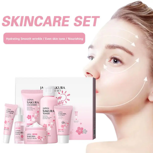 Pack Kbeauty 6 pièces/ensemble Sakura, soins de la peau, crème visage, sérum Toner, nettoyant visage, crème pour les yeux visage