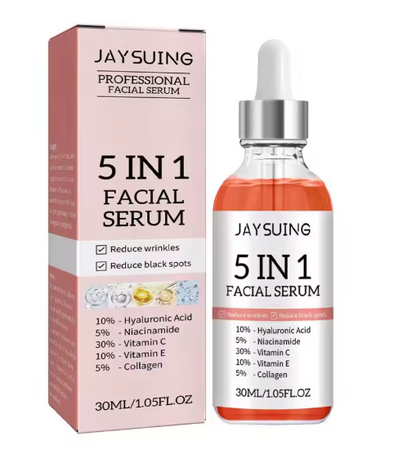 Sérum pour le visage raffermissant 5 en 1, estompe les ridules, hydrate, rétrécit les Pores, vitamine C, acide hyaluronique,