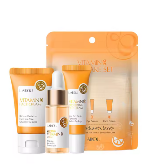 Pack 3 pièces vitamine C 24K doré, ensembles de soins de la peau, crème pour le visage, sérum, crème pour les yeux hydratant Anti rides